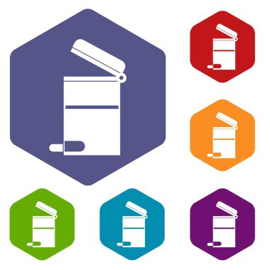 Çelik çöp tenekesi Icons set