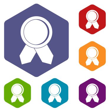 Daire rozet wih şeritler Icons set