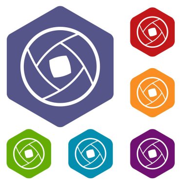Yarı kapalı objektif Icons set