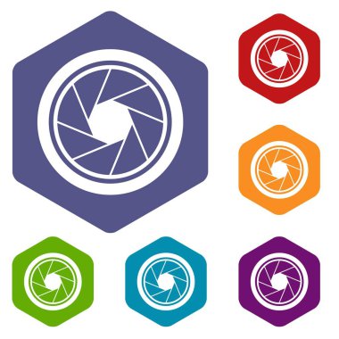 Fotoğrafik objektif Icons set