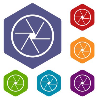 Yuvarlak objektif Icons set