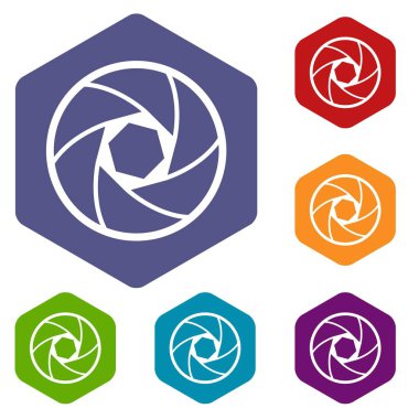 Profesyonel objektif Icons set