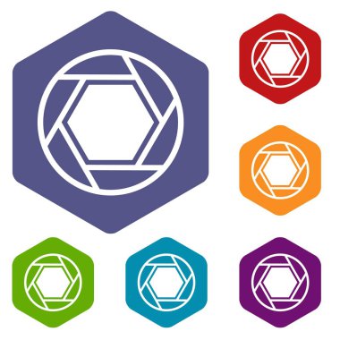 Yakın objektif Icons set