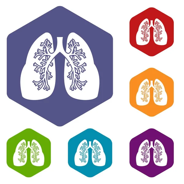 Conjunto de ícones pulmonares — Vetor de Stock