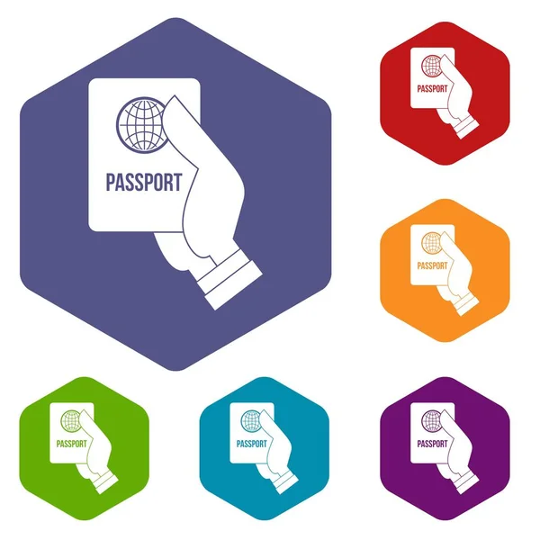 Conjunto de iconos de pasaporte — Vector de stock