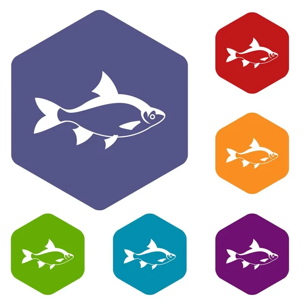 Conjunto de iconos de peces río — Vector de stock