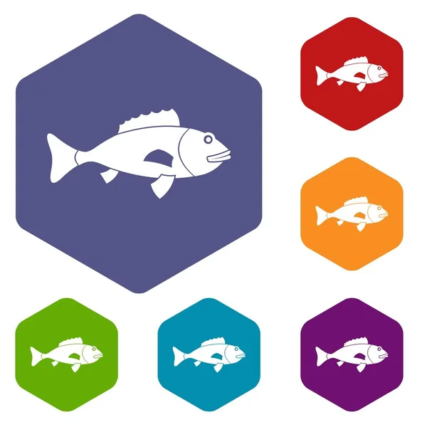 Conjunto de iconos de pescado — Vector de stock