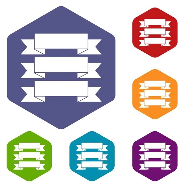 Ensemble de trois icônes de rubans — Image vectorielle
