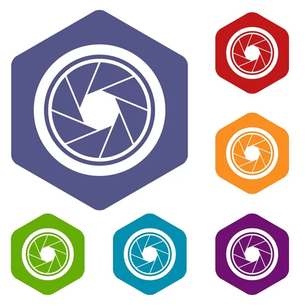 Fotoğrafik objektif Icons set