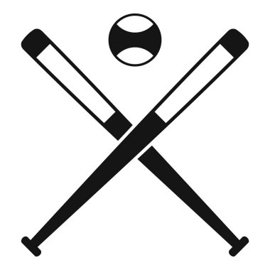 Geçti beyzbol sopaları ve topu simgesini, basit tarzı