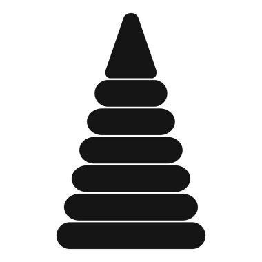 Plastik halkalar simgesi basit stilinden inşa piramit