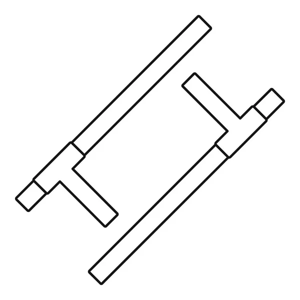 Tonfa Waffe Symbol, Umriss Stil — Stockvektor