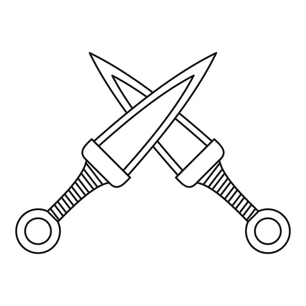 Crossed daggers icon, outline style — Stock Vector