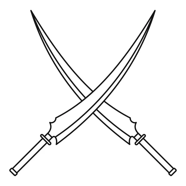 Japanse samurai zwaarden pictogram, Kaderstijl — Stockvector