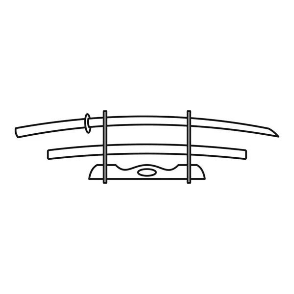 Katana weapon icon, outline style — Stock Vector
