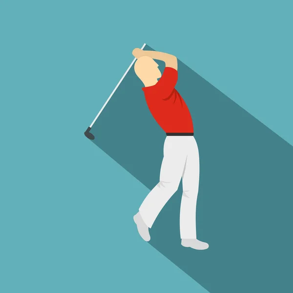 Gracz w golfa w ikonę czerwona koszula, płaski — Wektor stockowy