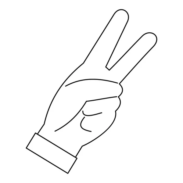 Hand with two fingers icon, outline style — Stock Vector