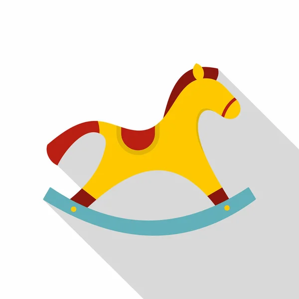 Yellow wooden rocking horse icon, flat style — Stock Vector