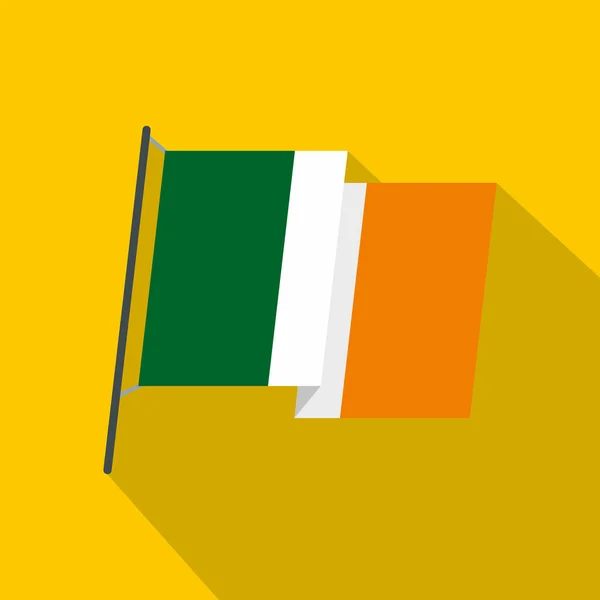 Drapeau ondulé de l'Irlande icône, style plat — Image vectorielle