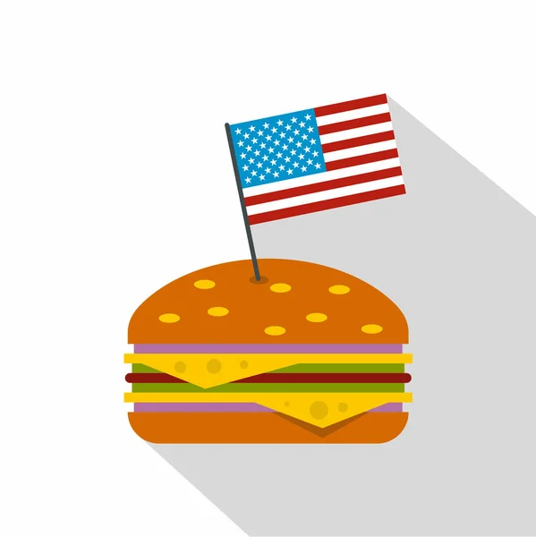 Ikon hamburger, gaya datar - Stok Vektor