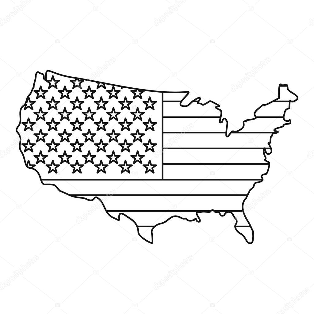 American map icon. Outline illustration of american map vector icon for web