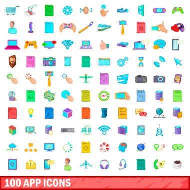 100 app simgeleri ayarla, tarzı çizgi film