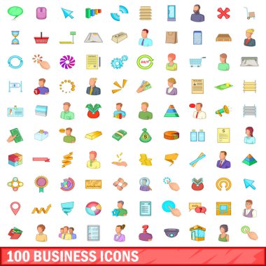 100 iş simgesi, çizgi film tarzı