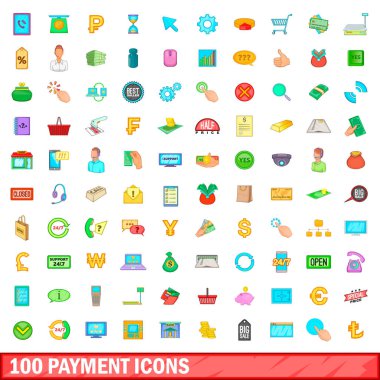 100 Icons set, karikatür tarzı