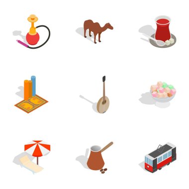 Türkiye Icons set, izometrik 3d stil sembolleri