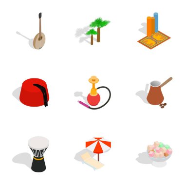 Türkiye Icons set, izometrik 3d tarzı