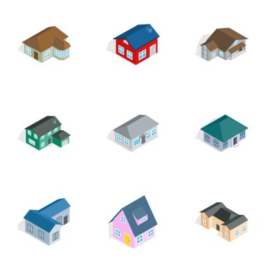 House Icons set, izometrik 3d stili
