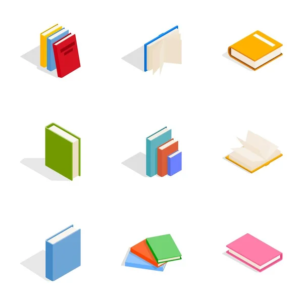 Set di icone della letteratura, stile isometrico 3d — Vettoriale Stock
