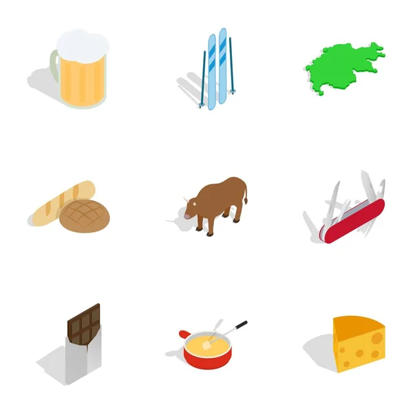 Símbolos da Suíça conjunto de ícones — Vetor de Stock