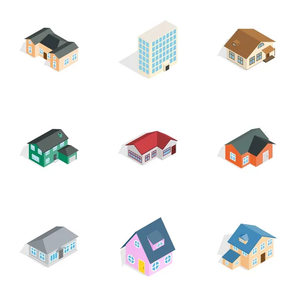 Conjunto de iconos inmobiliarios, estilo isométrico 3d — Vector de stock