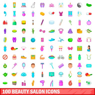 100 Güzellik Salonu simgeler ayarla, tarzı çizgi film