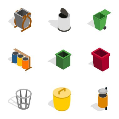Çöp kutusu simgeleri, izometrik 3d stili