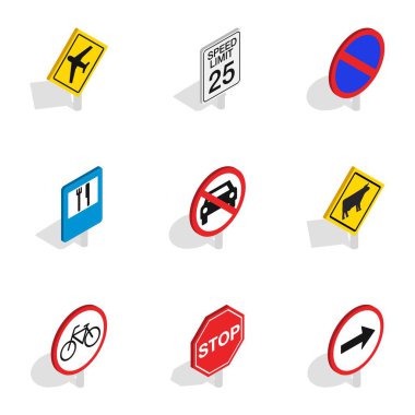 Trafik işareti simgeleri, izometrik 3d stili