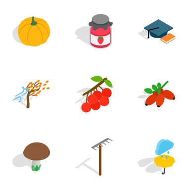 Sonbahar simgeler, izometrik 3d stili