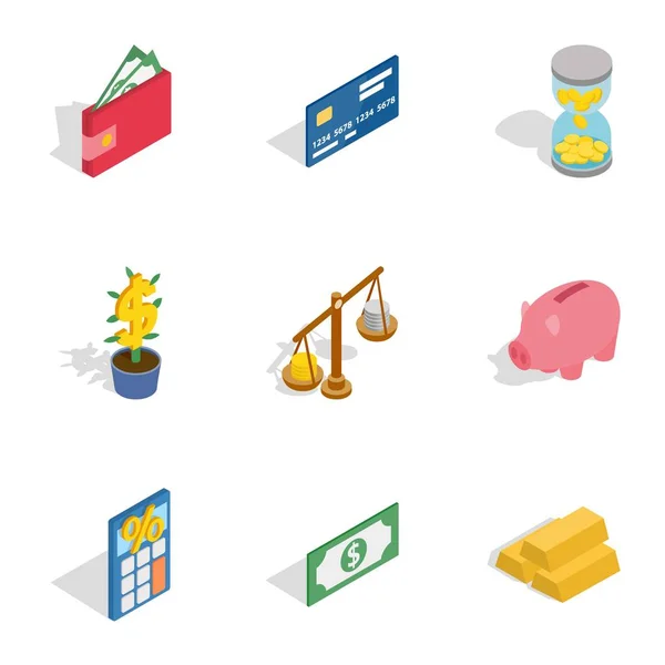 Iconos bancarios, estilo isométrico 3d — Vector de stock