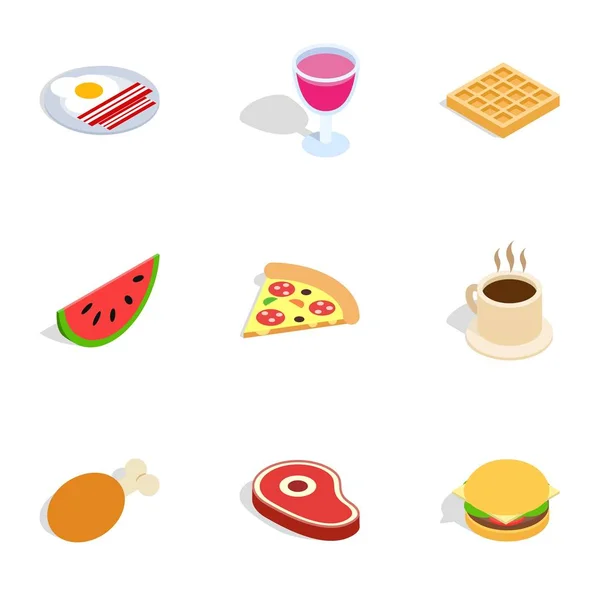 Iconos de alimentos y bebidas, estilo isométrico 3d — Archivo Imágenes Vectoriales
