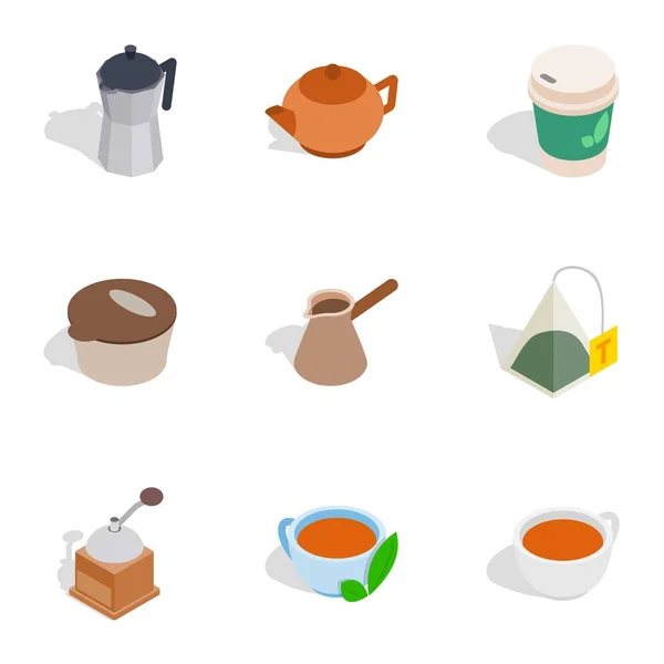 Ícones de café, estilo 3D isométrico —  Vetores de Stock