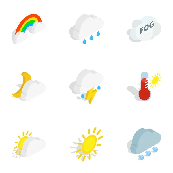 Climate icons, isometric 3d style — Stock Vector