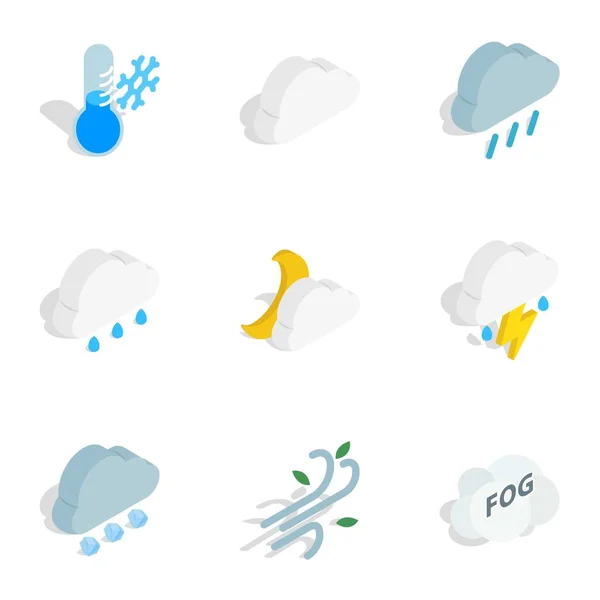 气象图标，等距 3d 风格 — 图库矢量图片
