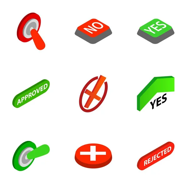 Right and wrong icons, isometric 3d style — Stock Vector