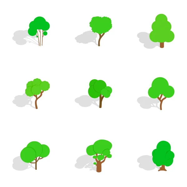 Iconos del árbol de verano, estilo isométrico 3d — Vector de stock