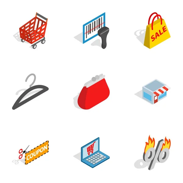 Iconos de comercio electrónico, estilo isométrico 3d — Vector de stock