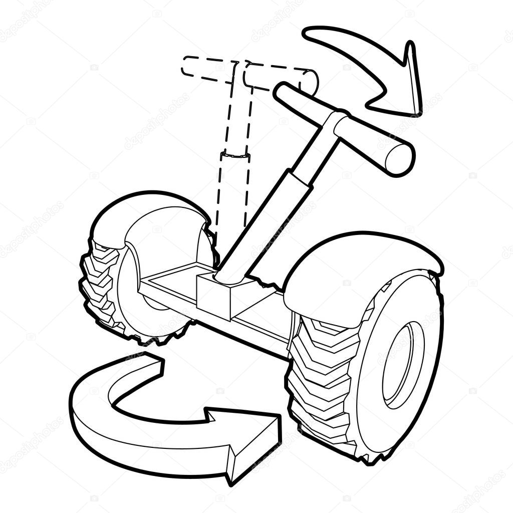 Inclined segway icon, outline style