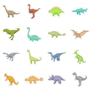 Farklı dinozorlar Icons set, karikatür tarzı