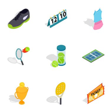 Büyük Tenis simgeler, izometrik 3d stili
