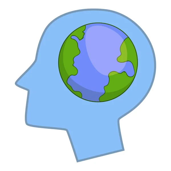 Globo in icona testa umana, stile cartone animato — Vettoriale Stock